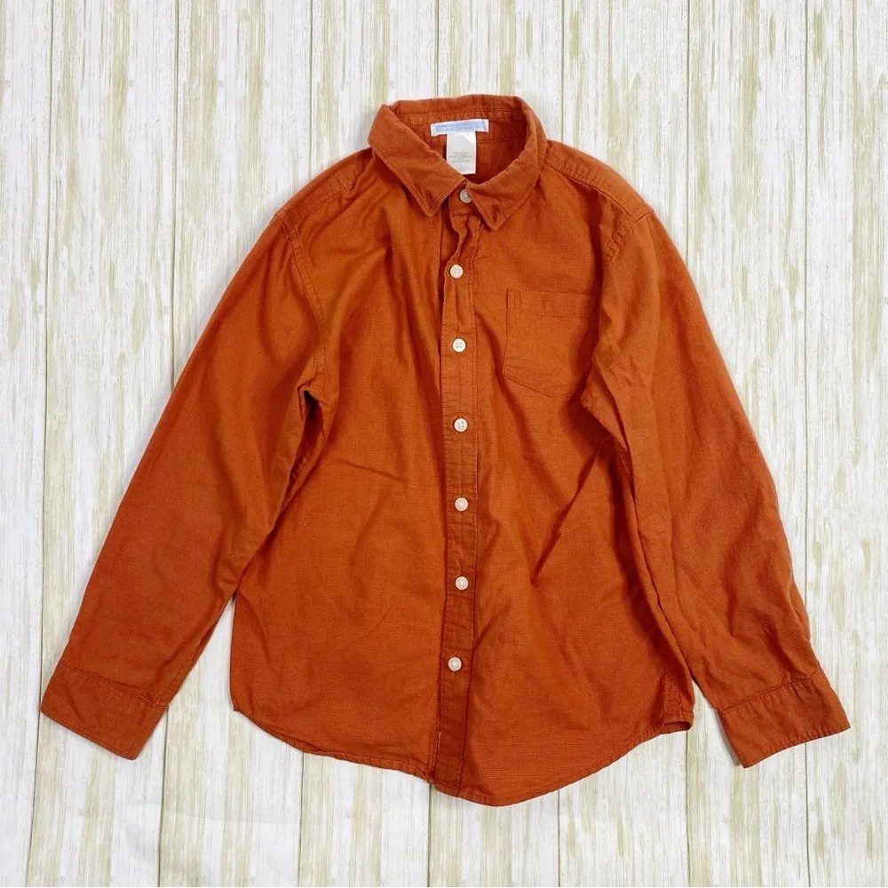 Janie & Jack Orange Plaid Long Sleeve Button Down Shirt